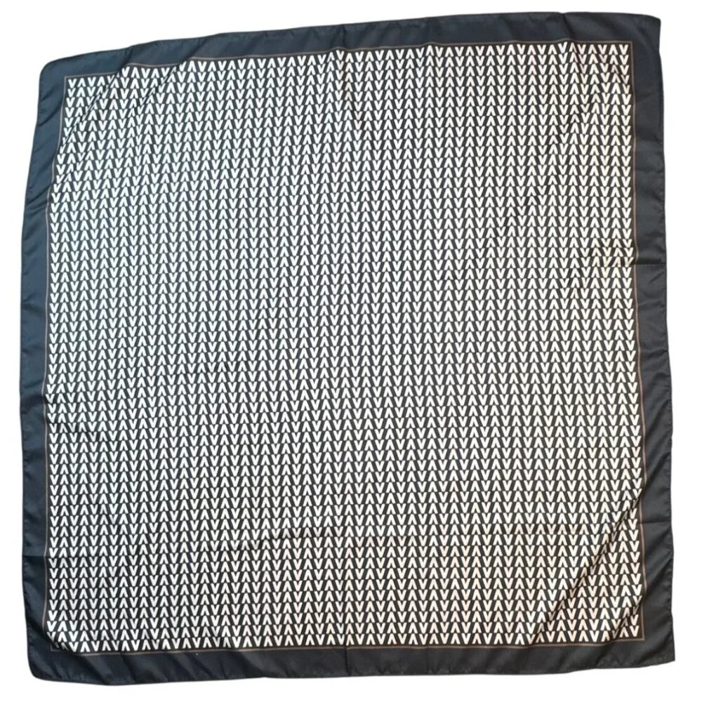 2/$30 NEW Tan Black Brown Geometric Printed Silky Fashion Scarf - Picture 3 of 10